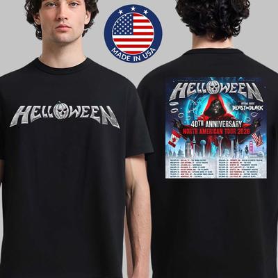 Helloween 40th Anniversary TShirt 2026 North American Tour Dates Two Sided Tee Unisex T-Shirt