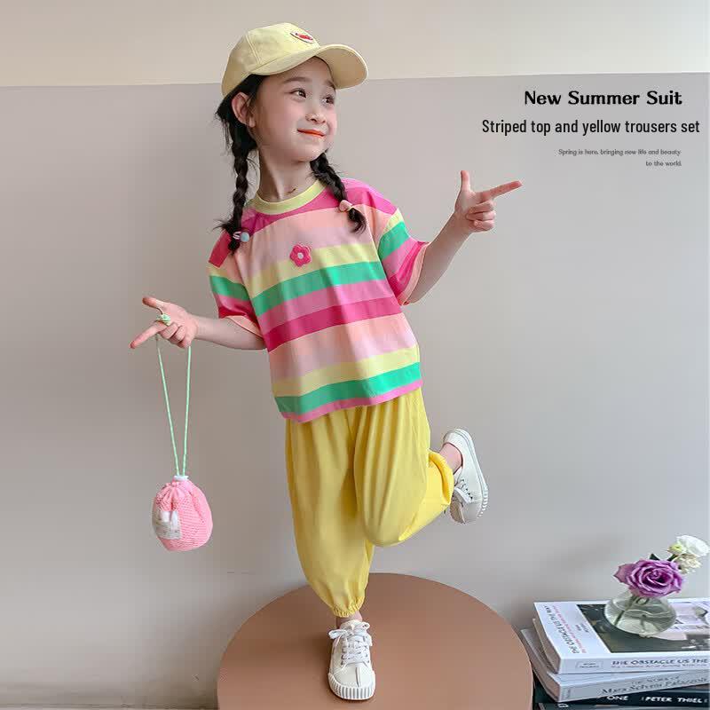 Ohm Bear Girls Summer Casual Outfit 120 cm