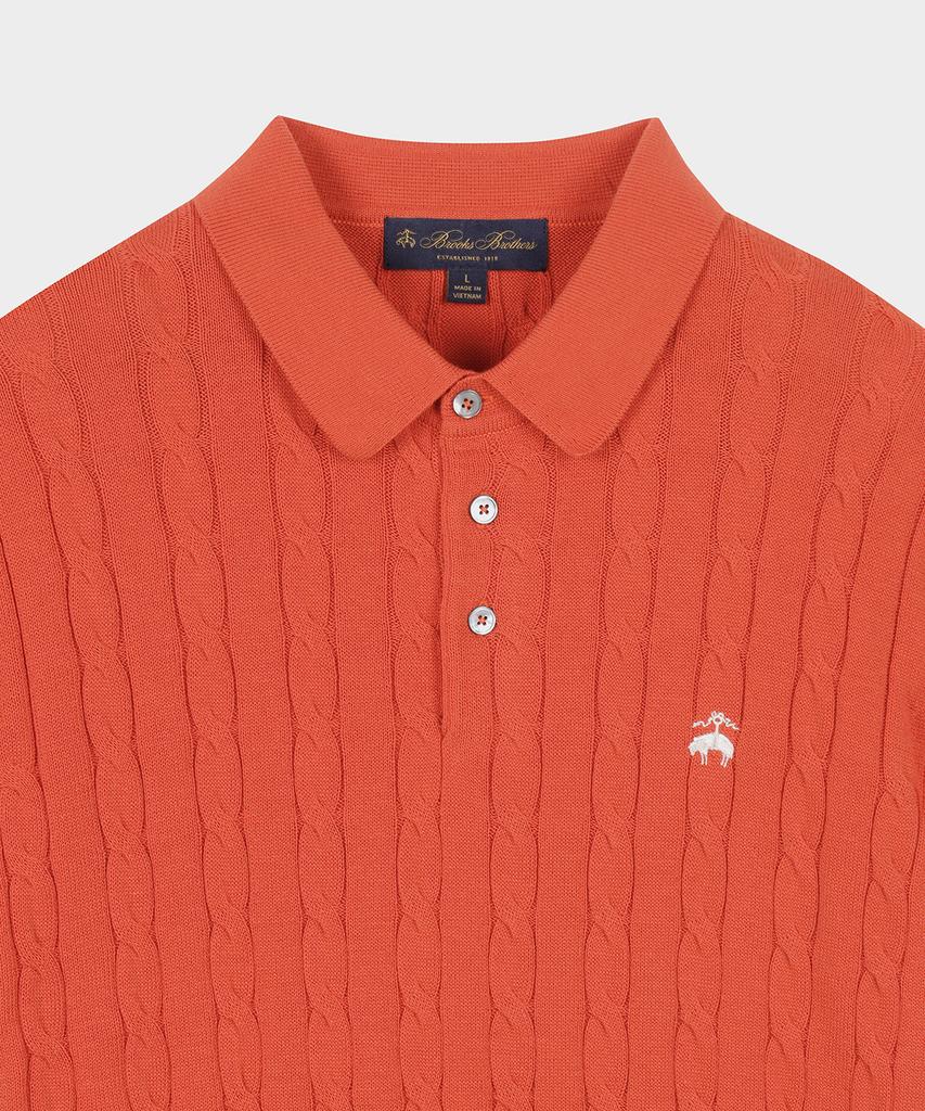 BROOKS BROTHERS Cotton Cable Polo Short Sleeve Sweater (Orange) (Bbwtmb204Affm)