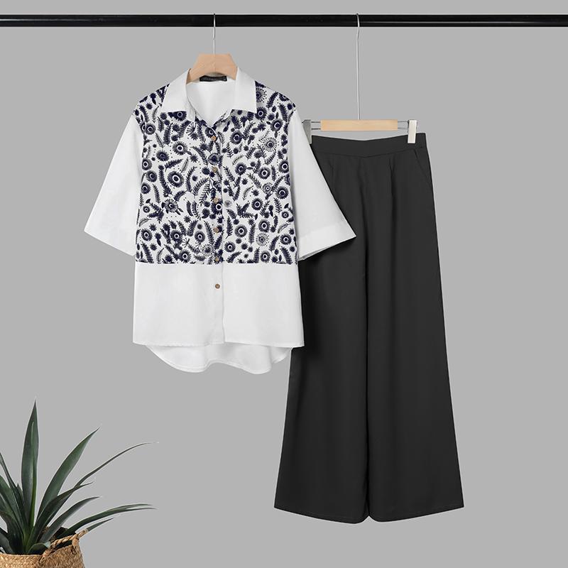 ZANZEA Seturi costume casual din două piese pentru femei, bluză cu mâneci 3/4 cu imprimeu și pantaloni