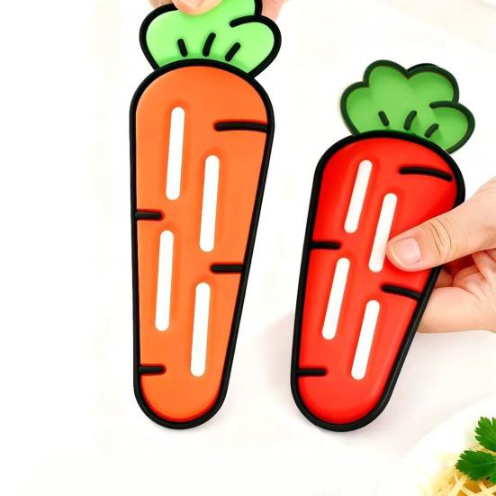 Silicone Pot Lid Storage Mat Carrot Design Anti-Slip Heat Resistant Food-Grade Countertop Drain Mat Kitchen Accessory