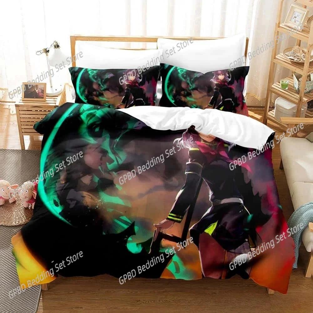 3D Anime Seraph of the end Bedding Set Bedroom Soft Modern Bedspreads Comefortable Kids Duvet Cover Quilt Cover And Pillowcase