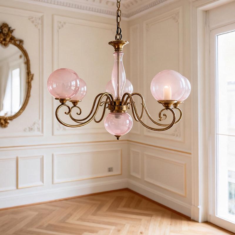 MZISOSOD French Vintage Wrought Iron Glass Chandelier for Living Room Dining Room Bedroom Lighting Fixtures Mid Century