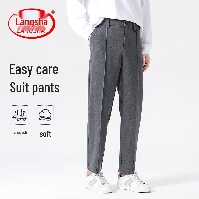 LangSha Men s Summer Business Casual Straight-Leg Trousers 2XL