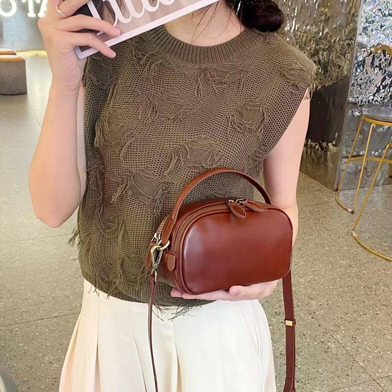 Luxury Women's Genuine Leather Crossbody Handbag - Versatile Mini Cowhide Design