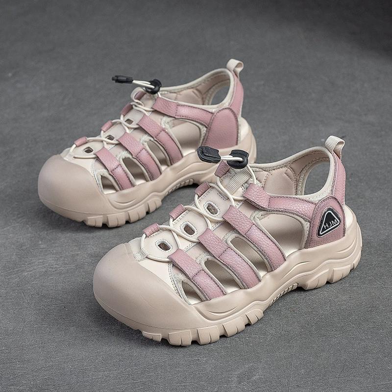 Fashion GKTINOO Women Sandals 2025 Summer Shoes Genuine Leather Covered Toe Soft Casual Walking Zapatos Mujer Plataforma