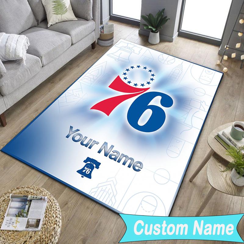 Custom NamePhiladelphia Basketball Team Carpet, Indoor Rug, Chair Rug, Living Rooms, Doormat Made From Polyester Home Decor Birthday Christmas Gifts