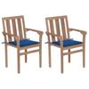 Day and Night - Day and Night Garden Chairs 2 Pcs with Royal Blue Cushions Teak Wood