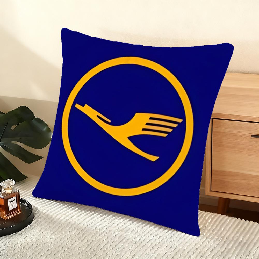 L-Lufthansas German Airlines Cushion Cover Soft Short Plush Pillow Cover Smooth Cozy Texture Aesthetic Cushion Case Home Decor