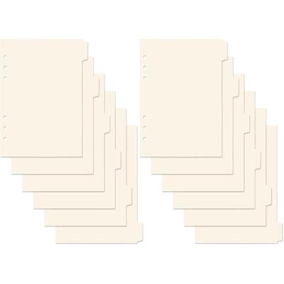 2 Sets A5 Paper Binder Dividers, 6-Holes Index Page Tab Cards for A5 Binder Cover Notebooks Journal Plan (Beige - 2 Pack)