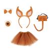 Dogs Hair Hoop Set Foxes Ears Headband Plush Tail Bowtie False Nose Animals Costume Set for Halloween Cosplay Party