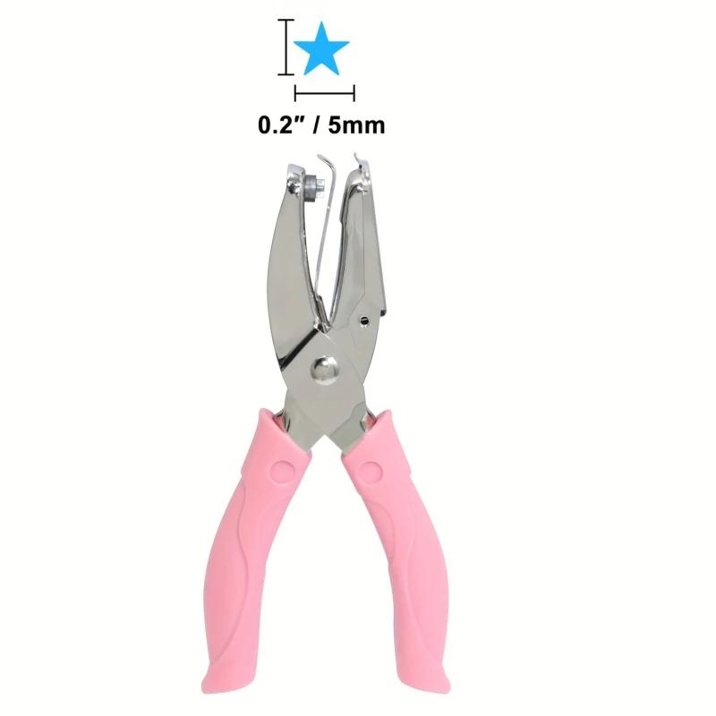 1pc Cute Metal Handheld Paper Punch Scrapbooking Clothes Single Hole Punches Star Heart Circle Hole Diy Craft Shape Cutter