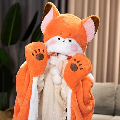 New Fox Lovely Plush Soft Cloak Fox Cape Cartoon Cloak Coral Fleece Air Blankets Birthday Valentine Gifts
