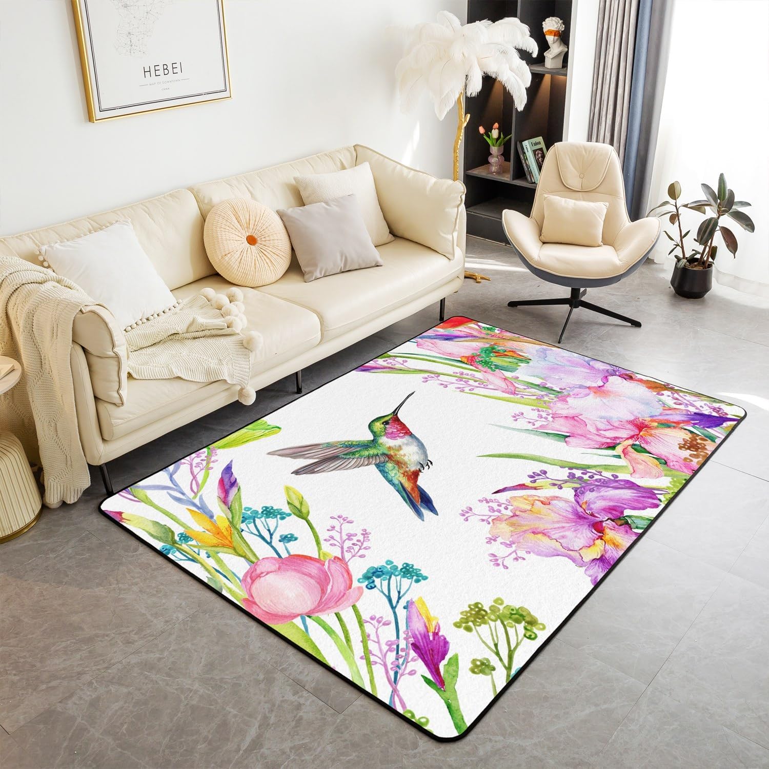 

Ковер с колибри Тропические птицы Ковры для гостиной Ковер для спальни Домашний декор Колибри Цветы Ковер Ультрамягкий Нескользящий 40x60cm 16x24 inch