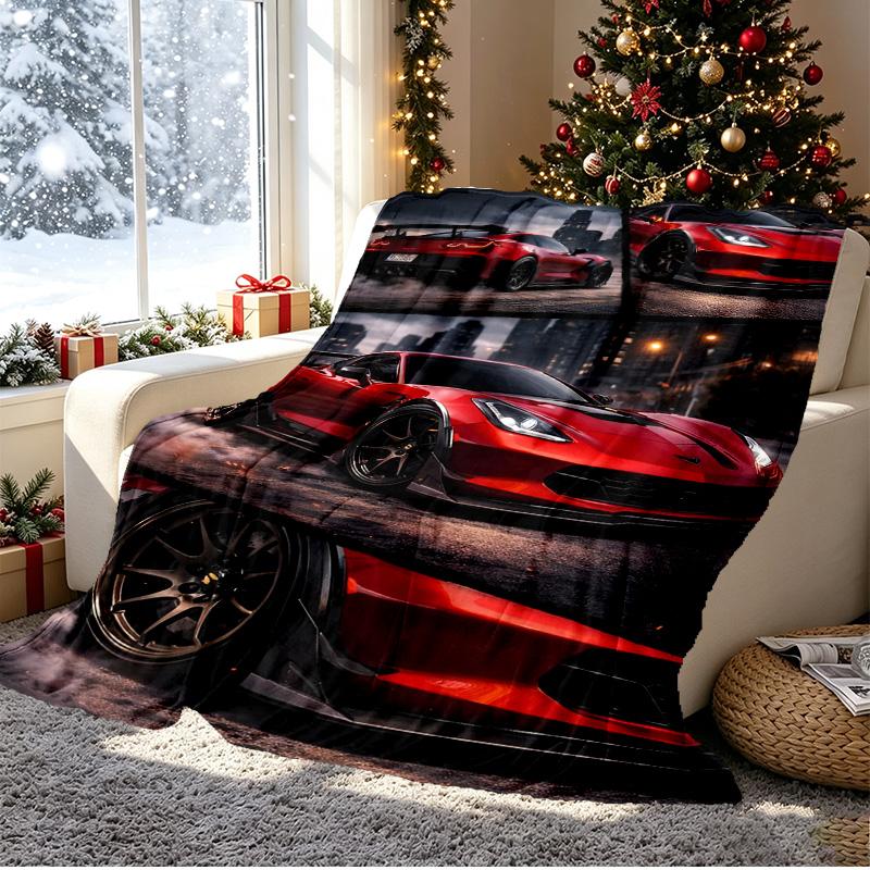 Chevrolet Corvette Muster Decke für Heimdekoration, Bett, Sofa, Auto Reisen, Camping, Geeignet für Alle Jahreszeiten, Geburtstags-Weihnachtsgeschenk