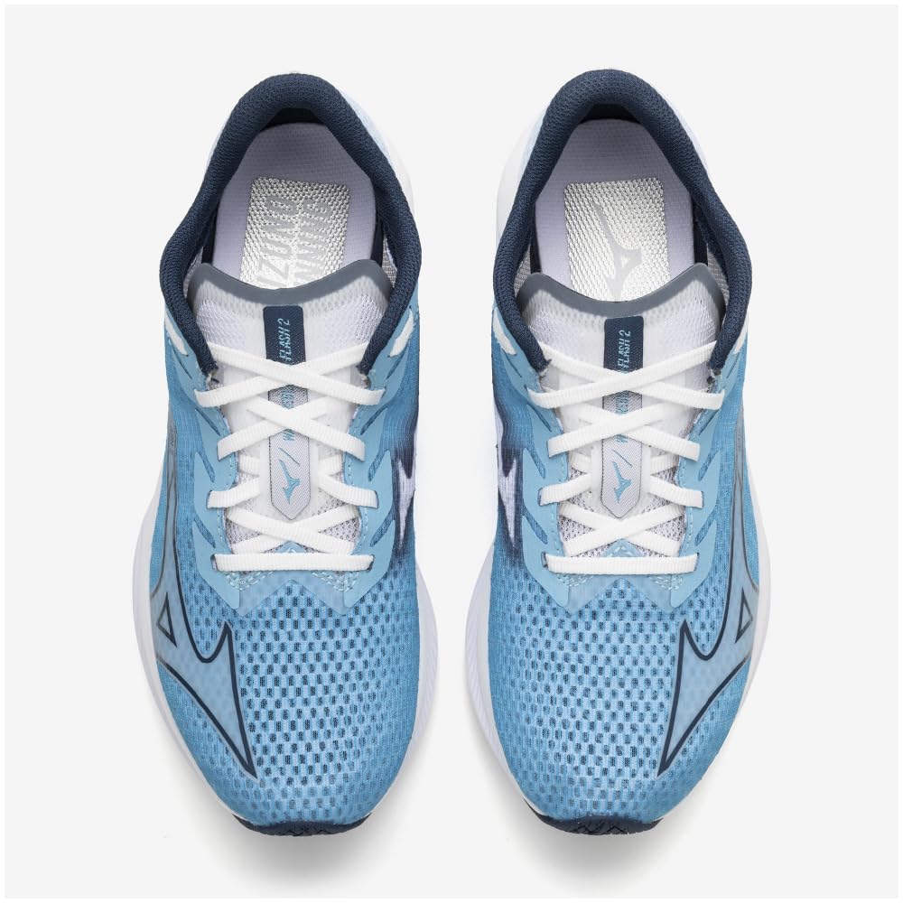 Mizuno Wave Rebellion Flash 2 Running Shoes for Thick Blue x White x 2E Jogging, Marathon, Training, Sports, Lightweight, Resilient, Sole, Women's,