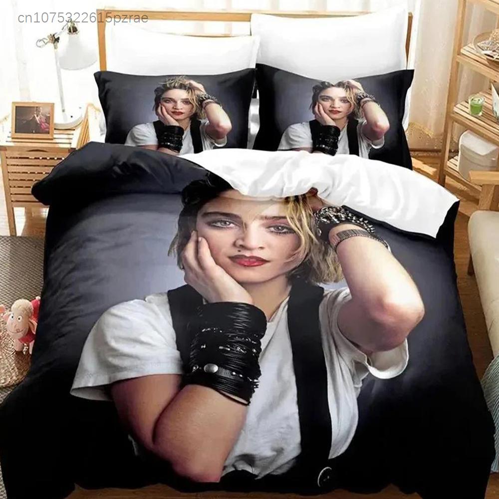 Set Biancheria da Letto Cantante Madonna Singolo Gemello Matrimoniale Queen King Size Set Letto Adulti Ragazzi Camera da Letto Copripiumino Set Stampa 3D