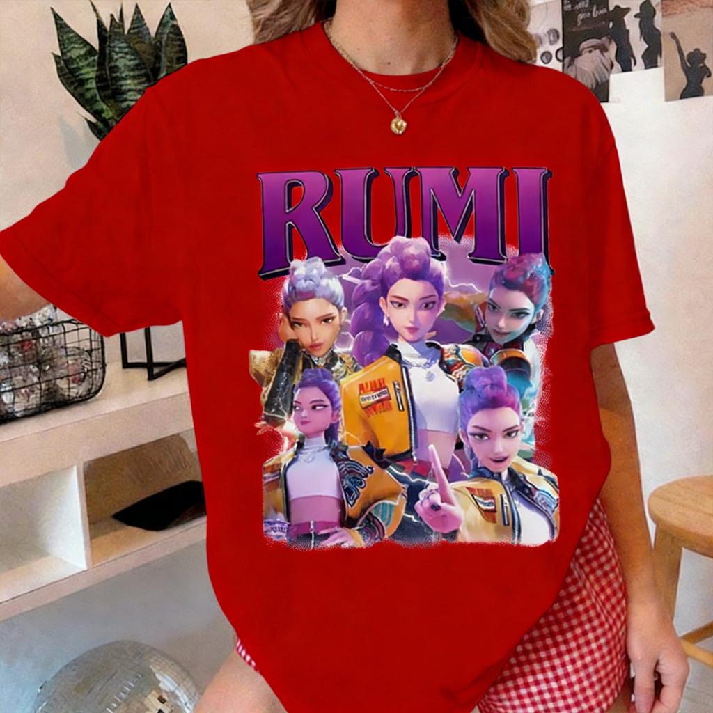 Kpop Demon Hunters Rumi Women Man Short Sleeve Tshirt 2026 Summer Casual Tops Streetwear Graphic Cartoon Fashion Y2k Tshirt