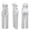 Women's New Fashion Solid Colour Jumpsuit Slim One-shoulder Wide-legged Trousers Models