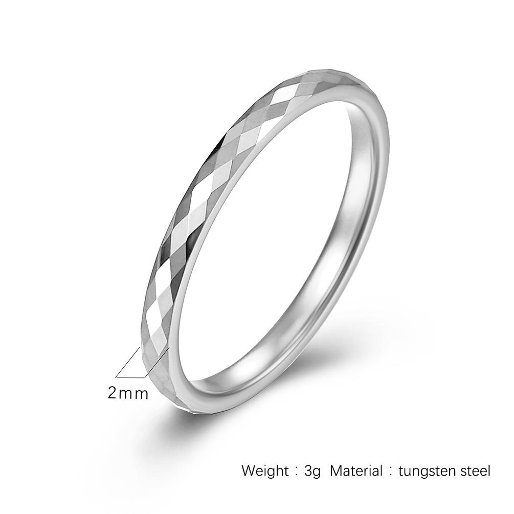 Unisex Minimalist Diamond-Cut Tungsten Steel Ring - Fashion Stacking Plain Band In Tungsten Gold