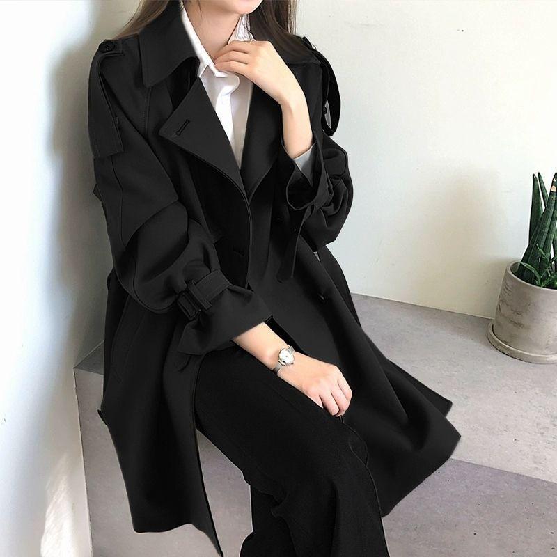 Womens Oversized Trench Coat 2026 Plus Size A-Line Longline Outerwear Chic Office Lady Style