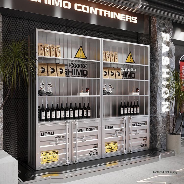 Wrought Iron Wine Display Cabinet for Restaurants and Bars