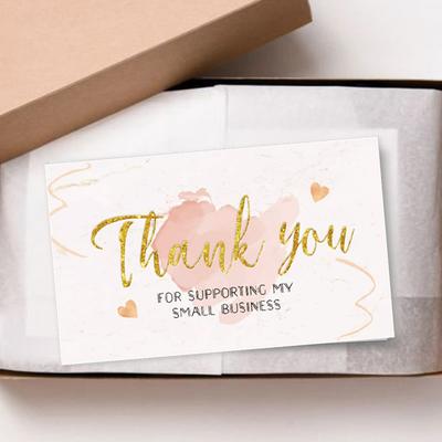 30 Pcs/pack Thank You Card Foil Gold Card Thank You For Your Supporting My Small Business Card Small Shop Gift Decorative Card