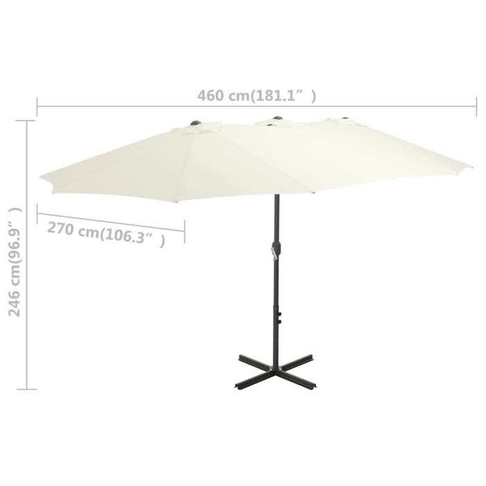 VidaXL Parasol d'Extérieur et Poteau en Aluminium, Pare-soleil de Patio, Abri de Soleil, Parasol de Terrasse Extérieur, 460 44868