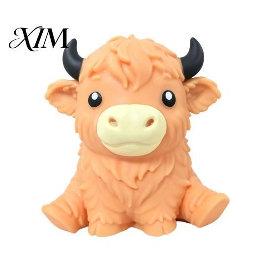 Stress Relieving Gadget Highland Cow Relief Toy, Squeezable Cattle Sensory Soft Toys Ball Fidget Toy for Office Home and Classroom Adults Kids Balls