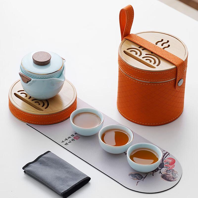 Portable Mutton Fat Jade Porcelain Travel Tea Set