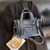 Denim Handtasche Damen Einfarbig Umhängetasche Pendler Schultertasche