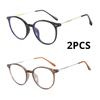 2PCS Ultralight TR90 Steel Wire Leg Finished Myopia Glasses Women Transparent Gray Oval Short-sighted Eyewear