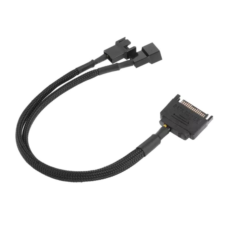 CRJ 15-Pin Male SATA to 1/2 Fan Sleeved Power Adapter Cable 3 Pin/4 Pin Laptop Motherboard CPU Fan Extension Cable