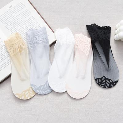Chaussettes en Nylon Transparent pour Femmes Chaussettes Mi-mollet en Dentelle Chaussettes Cheville Été Ultra Fines Respirantes en Maille Transparente