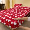 1 Simple Modern Heart-Shaped Printed Matte Fitted Sheet, Bedroom Printed Bed Cover, Bedding (Excluding Pillowcases)