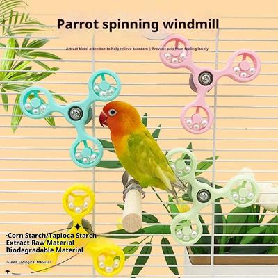 Interactive Bird Parrot Rotating Windmil Toys Parrot Self Pleasure Relieve Boredom Bite Relieve Stress Toy Bird Cage Accessories