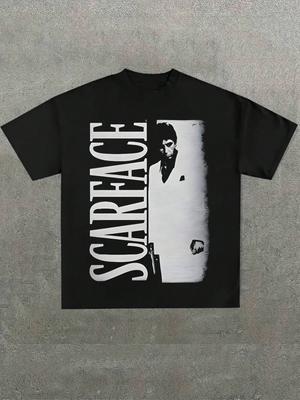 Herren Narben-Gesicht Tony Montana Viel Licht Baumwolle Lässig Bedrucktes T-Shirt Rundhals Kurzarm T-Shirt Geschenk Sommer Unisex