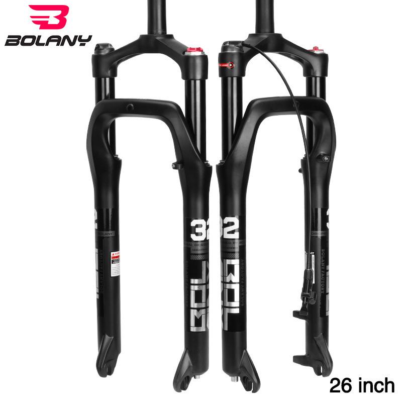 BOLANY Snow Bike Fork 20/26" Magnesium Alloy Air Fork 120mm Travel Shock Suspension 4.0 Fat Tire Fork Bike Accessories