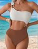 Color-matching Hollow-out One Shoulder Sexy Swimsuit Bikini