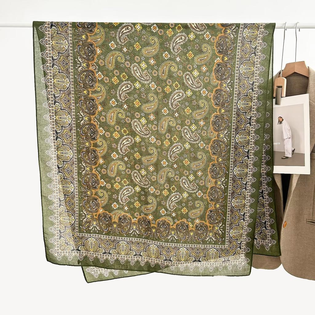 Korean Version Spring and Summer New Cotton and Linen Yarn Thin Silky Shawl Travel Sun Protection Beach Towel Women's Scarf Silk Scarf
