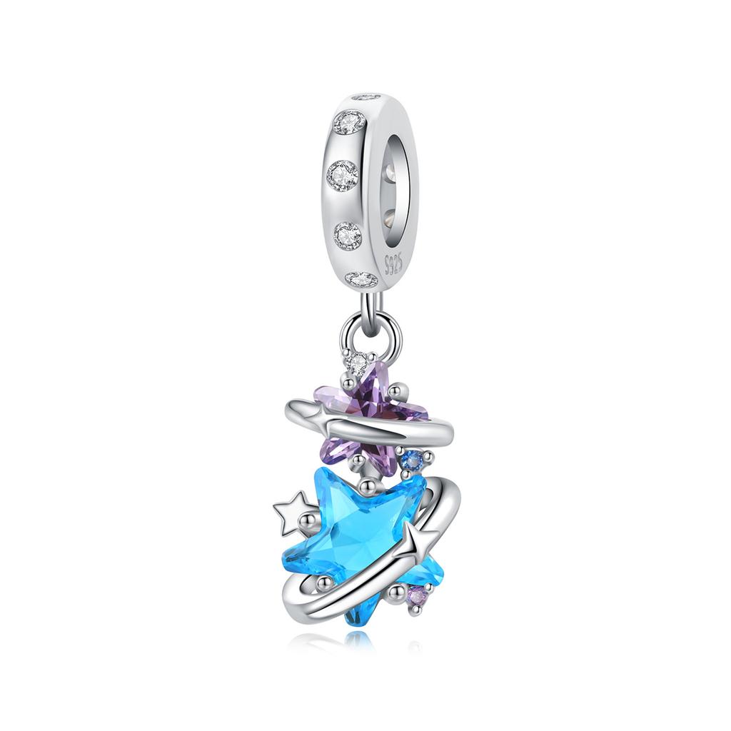 925 Silver Blue Love Snowflake Castle Pendants Bracelet Charms Fit Women Jewelry Party Beads DIY Fine Gifts Accessories