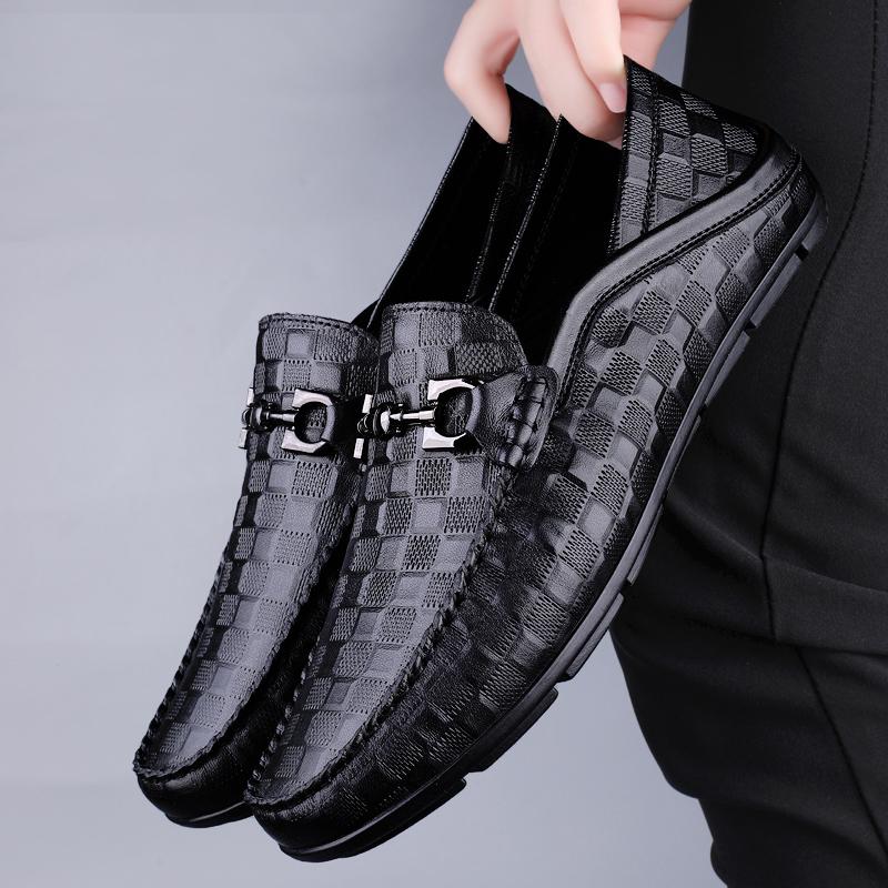 Genuine Leather Mens Loafers Dual-Purpose Casual Shoes Moccasins Classic Slip On Flats Male Driving Footwear Half Drag Slippers