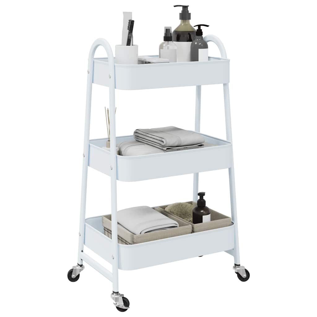 3 Tier Storage Trolley White 42 X 41.5 X 77 Cm Steel