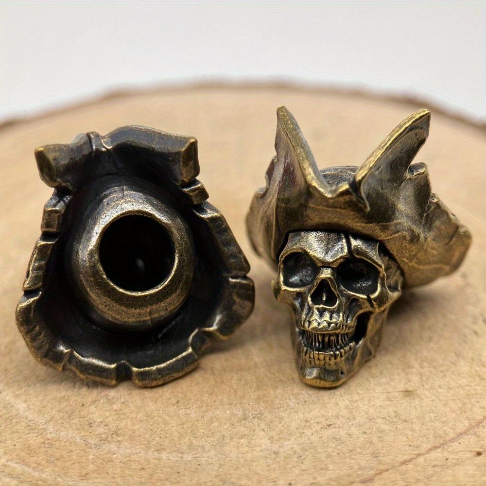 Skeleton Captain The Cowboy Hat Brass Knife Bead EDC Outdoor DIY Accessories Woven Lanyard Pendant Jewelry Punk Bracelet Charms