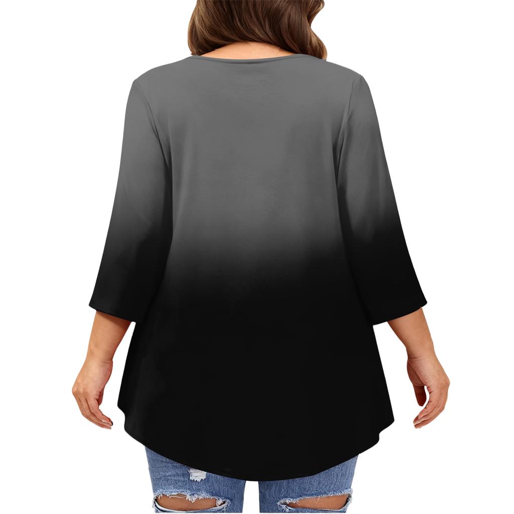 Women's Fashion Casual Round  Neck 3/4 Sleeve Oversized Top