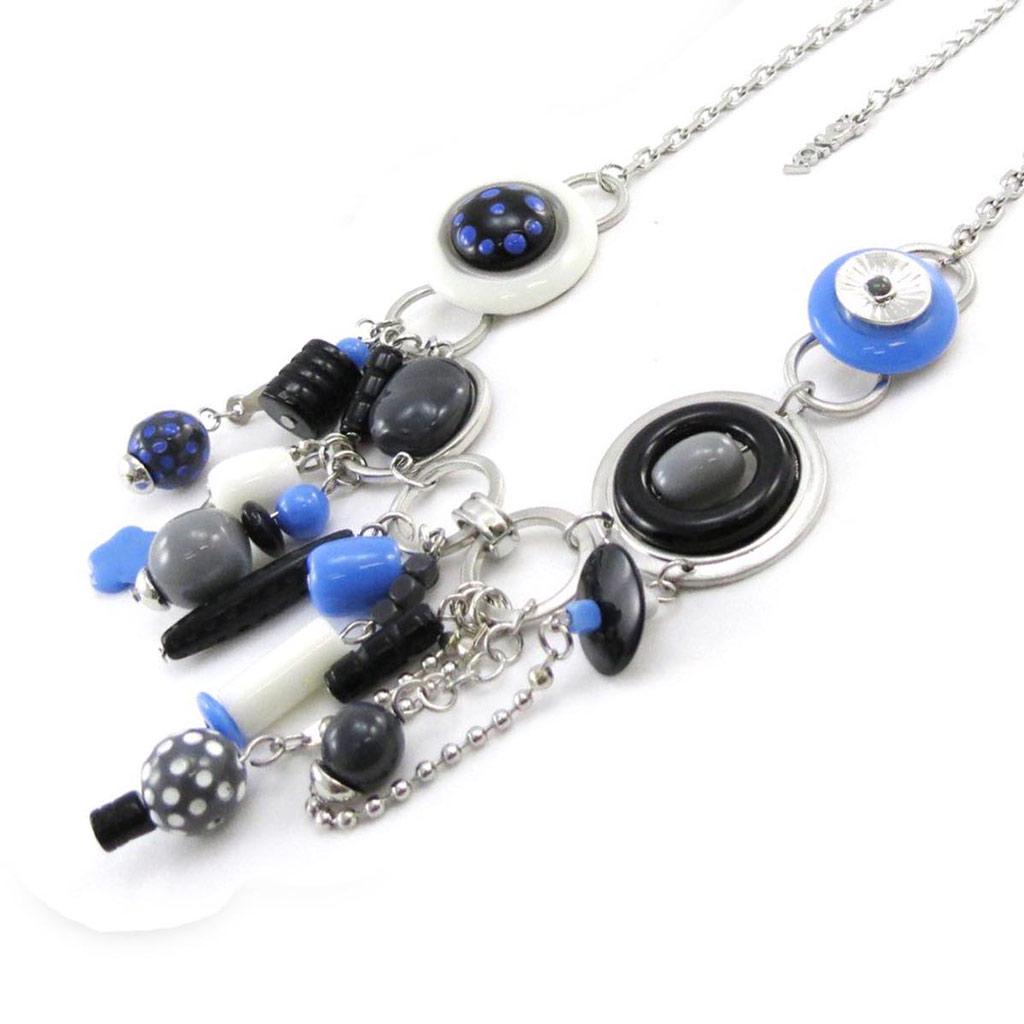 NOA [J3193] - Designer Necklace 'Pimprenelle' Blue Gray