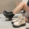 Fashion Ladies Shoes 2024 Fashion Sleeve Women's Boots Spring Autumn Round Toe Solid Short Barrel Platform Boots Zapatos De Mujer