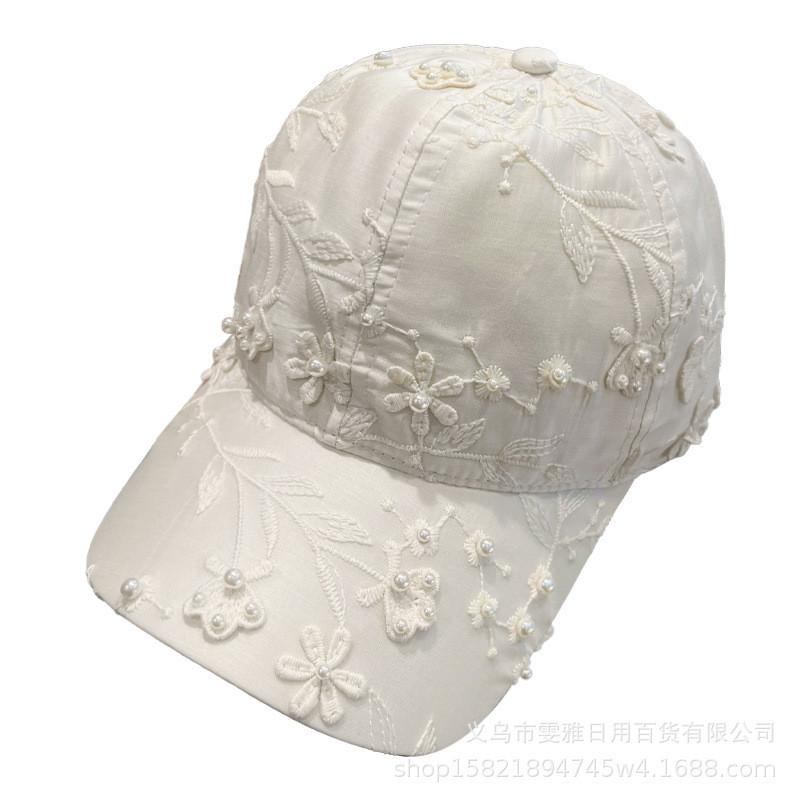 Floral Embroidery Baseball Hat With Curved Brim For Outdoor Sunshade Girls Boys
