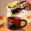 4-farbige geprägte Kätzchen-Katzen-Tasse Hochwertige Tasse Niedliche kreative Partner-Wasserbecher Keramik-Büro-Kaffeetasse