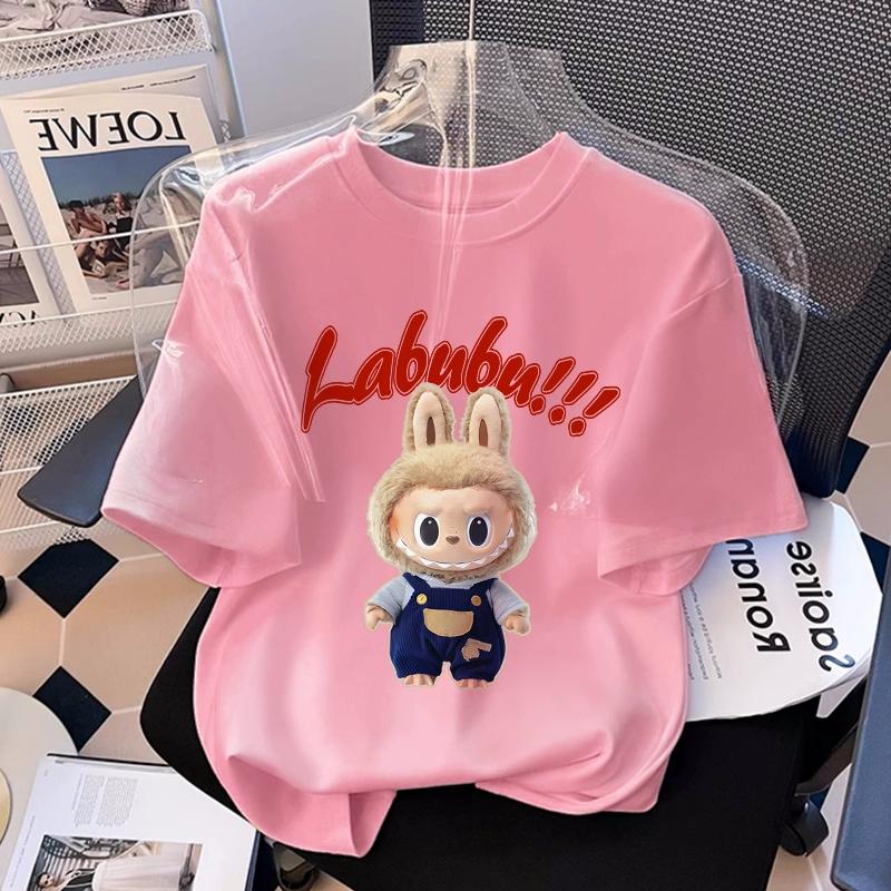 

монстр эльф Мультяшная графика labubu детская Принтованная футболка Летняя Мужская и Женская Повседневная Уличная Футболка с коротким рукавом для девочки Топ L